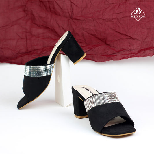 Stone Soft Open-Toe Block Heel Shoes