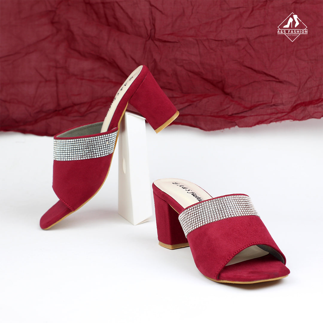 Stone Soft Open-Toe Block Heel Shoes