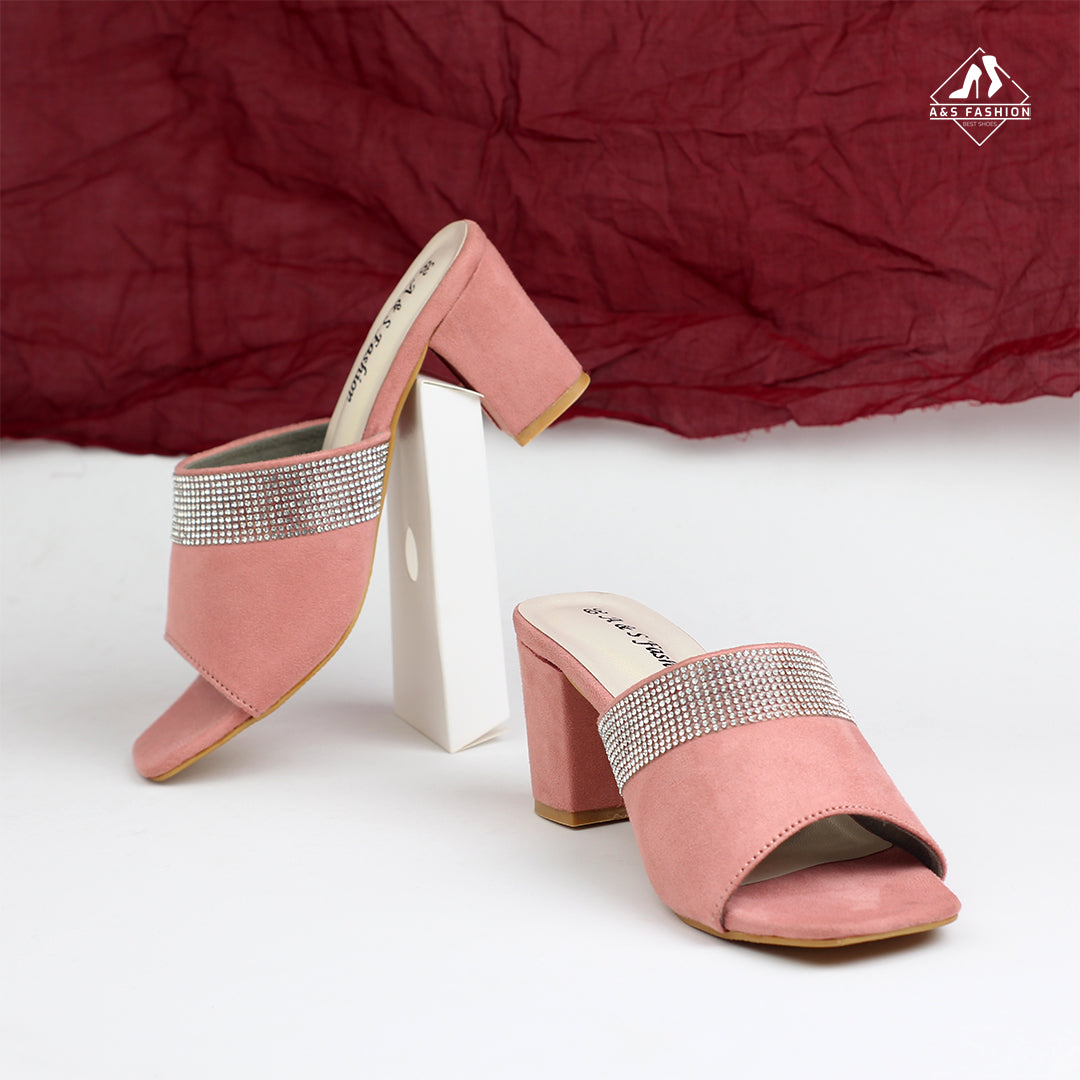 Stone Soft Open-Toe Block Heel Shoes