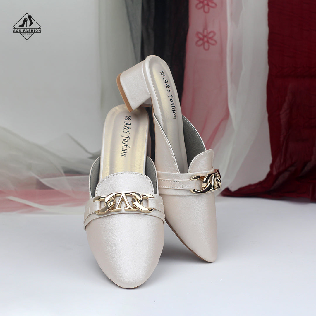 Half Shoes Gold Stone A&S Fashion