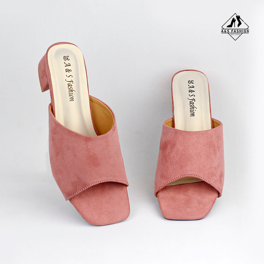 Soft Open-Toe Semi Heel Velvet Shoes