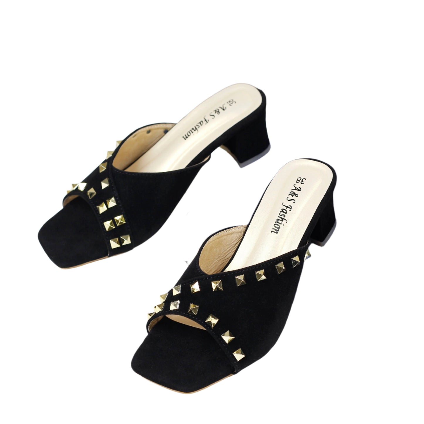 Pyramid Open-Toe Block Heel Shoes