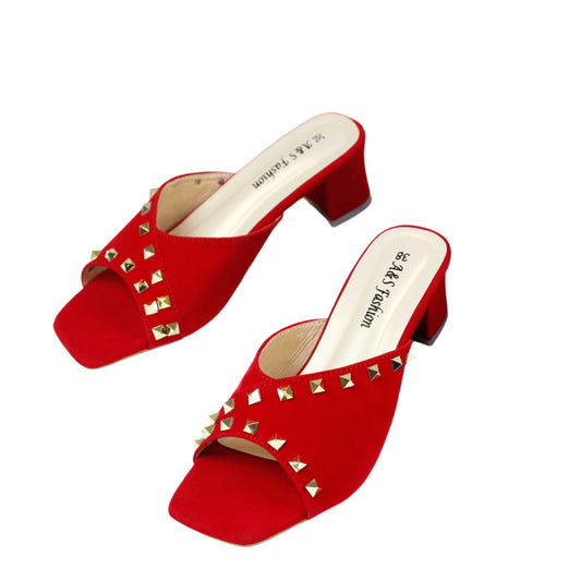 Pyramid Open-Toe Block Heel Shoes