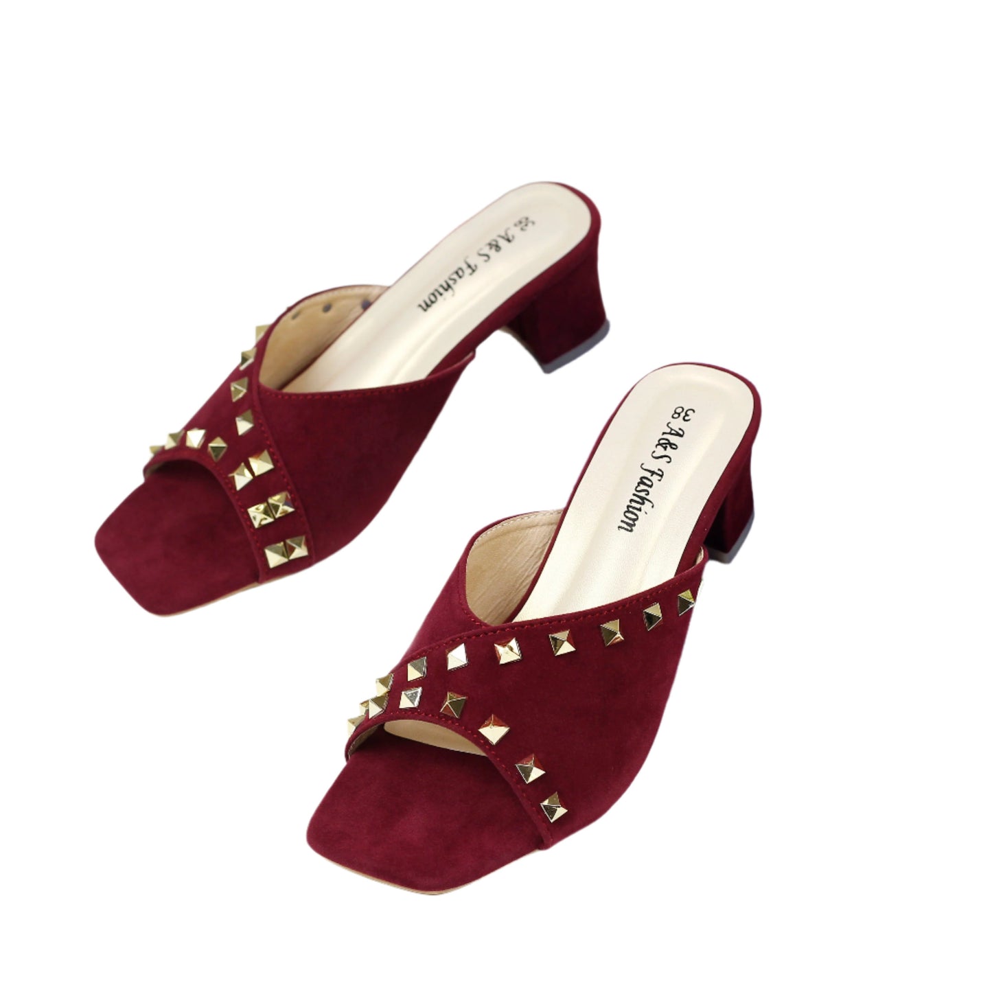 Pyramid Open-Toe Block Heel Shoes