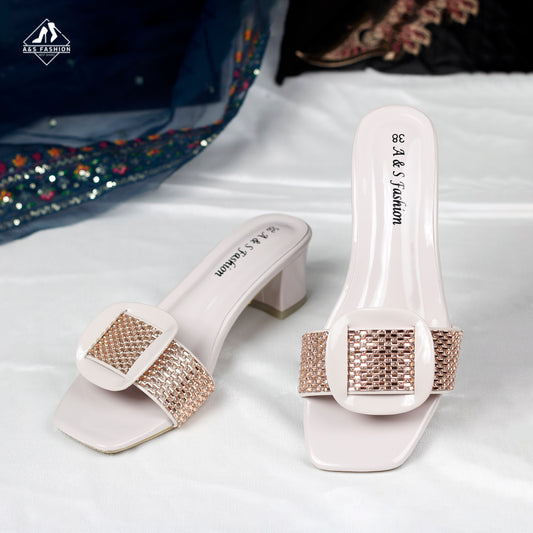 Rhine stones mules Heel Shoes