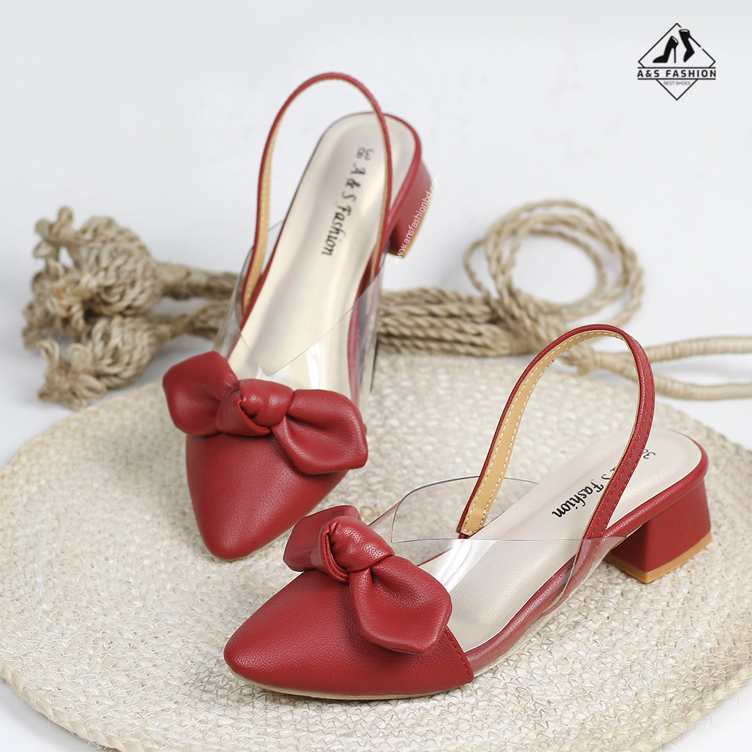 Knotted Bow Transparent PVC Block Heel Half Shoes