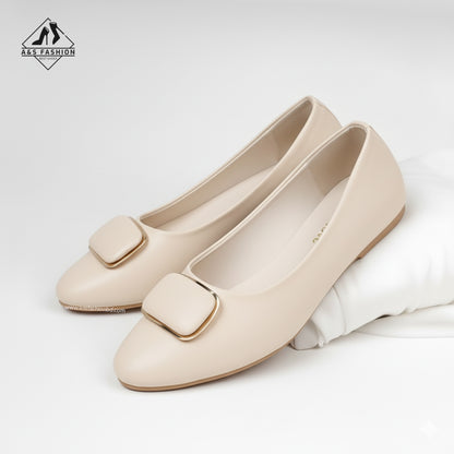 Women Full Shoes Gold Bow Tei