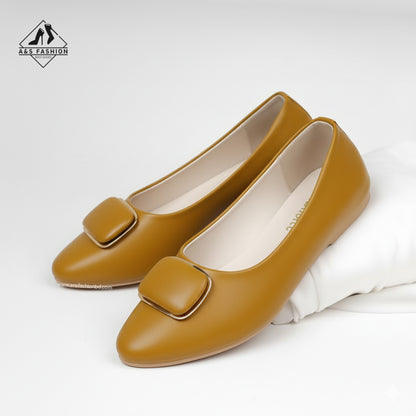 Women Full Shoes Gold Bow Tei