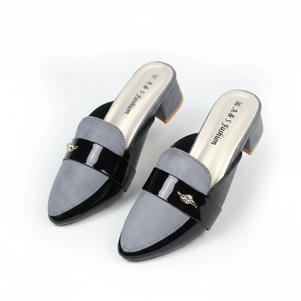 Stone Half  Block Heel Shoes