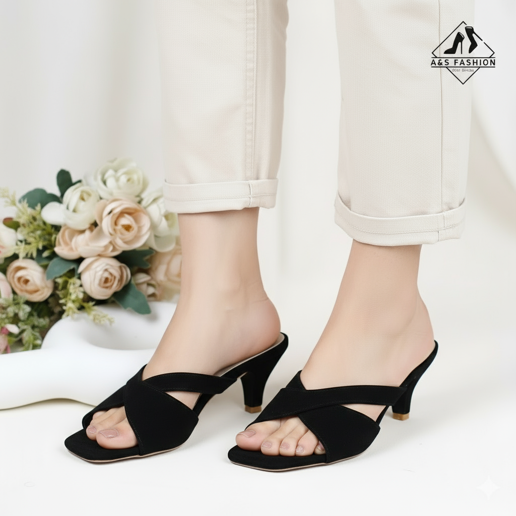 Cross-strap Slip-on Mule Shoes